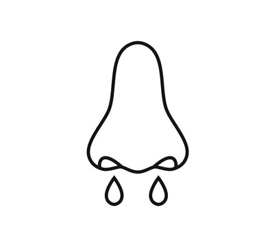 recommend clip art: Runny Nose Line Icon. Nosebleed, Nasal Mucus Outline Icon. Sinusitis Symptom, Snot, Allergy or Cold Linear Pictogram. Coronavirus symptom. Editable Stroke. Isolated Vector Illustration.