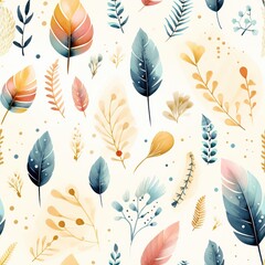 boho flower pattern, bohemian flower patterns in neutral pastel toned palette