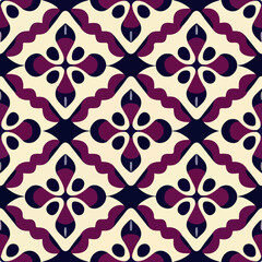 Elegant black and white damask pattern with red center, perfect for timeless and sophisticated fabric designs.