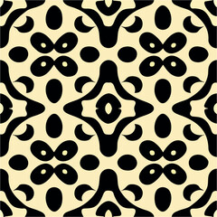Captivating black and white seamless pattern with fractal muqarnas and damask inspired motifs.