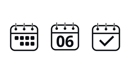Simple calendar icons for websites and graphic resources. Flat vector icon of calendar with specific day marked, Day 06.