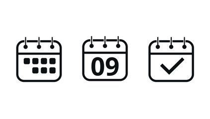 Simple calendar icons for websites and graphic resources. Flat vector icon of calendar with specific day marked, Day 09.