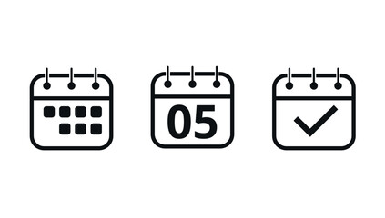 Simple calendar icons for websites and graphic resources. Flat vector icon of calendar with specific day marked, Day 05.
