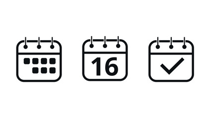 Simple calendar icons for websites and graphic resources. Flat vector icon of calendar with specific day marked, Day 16.