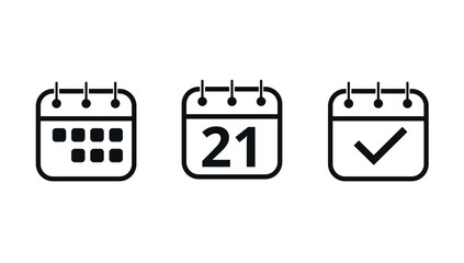 Simple calendar icons for websites and graphic resources. Flat vector icon of calendar with specific day marked, Day 21.