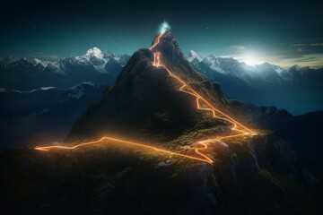 Path mountain light route. Generate Ai
