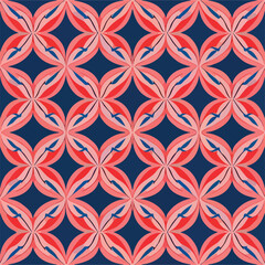 Serene blue background adorned with repeating fabric pattern in red and blue, showcasing delightful peppermint motif.