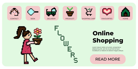 Fototapeta na wymiar Pixel set. A set of symbols for games