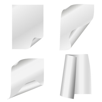 Set of simple folded papers on transparent background.