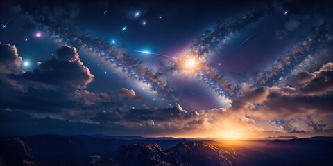A meteor shower that falls into the earth's atmosphere and onto its surface, leaving a trail in the sky.