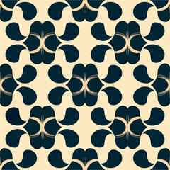 Abstract black and white design overlaid with aizome pattern, combining art deco elements for modern touch.