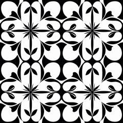 Intriguing black and white floral pattern with peppermint motif.