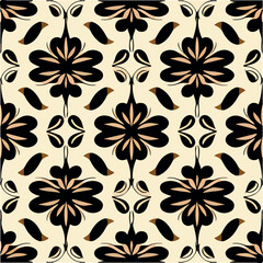 Delicate black and white flower pattern. Enchanting art nouveau style.