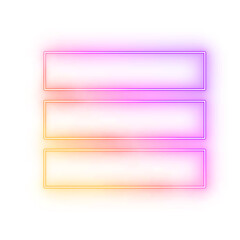 three buttons menu neon frame light border