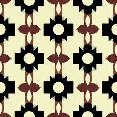 Striking black and red art deco pattern on white background, perfect for fabric designs.