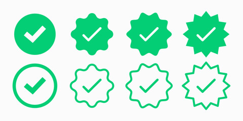  Green tick, yes, confirmation symbol. Green check mark button for verification or confirmation icon set