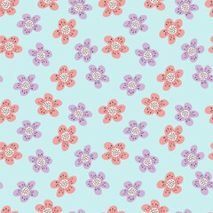 Lovely flowers. Natural pattern. Seamless pattern, vector illustration
