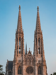 Fototapeta na wymiar Spiers of the Votive Church in Vienna