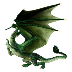 3D Rendering Fairy Tale Dragon on White