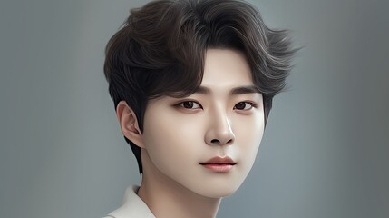 Obraz premium An illustration of a portrait featuring a young and attractive Asian individual. Generative AI