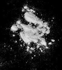 White powder isolated overlay on black background. Royalty high-quality free stock photo image of...