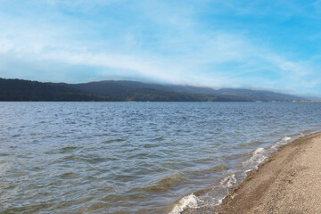 Beautiful views of the mountains and the lake. Outdoor recreation.