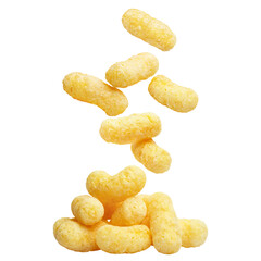 Flying delicious sweet corn sticks, cut out