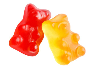 Two delicious jelly gummy bears cut out
