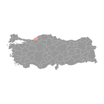 Zonguldak province map, administrative divisions of Turkey. Vector illustration.