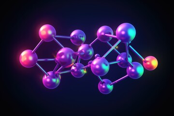 Blue atoms forming molecular structure, created using generative ai technology