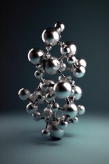 Silver atoms forming molecular structure, created using generative ai technology