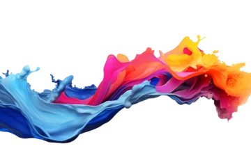 Foto auf Acrylglas Fraktale Wellen Colorful paint splash. Rainbow splash wave. Isolated design element on the transparent background, created with Generative AI technology 
