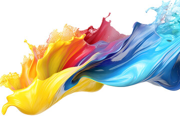 Fototapeta premium Colorful paint splash. Rainbow splash wave. Isolated design element on the transparent background, created with Generative AI technology 