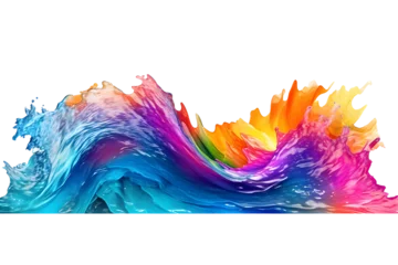 Fototapeten Colorful paint splash. Rainbow splash wave. Isolated design element on the transparent background, created with Generative AI technology  © Bochana