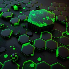 Poison green and black colors a hexagon gaming map lots of small hexagons some details within the hexagons NVIDIA Style 