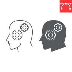 Analytical thinking line and glyph icon, solution and business, critical thinking vector icon, vector graphics, editable stroke outline sign, eps 10.