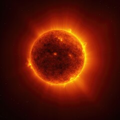 Glowing red sun with light trails and stars in space, created using generative ai technology