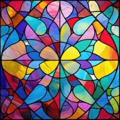 Colourful glass pattern, created using generative ai technology