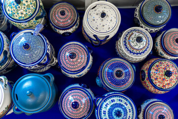 Ornamented china kettle pottery boleslawiec