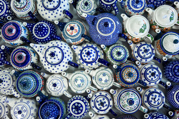 Ornamented china cups pottery boleslawiec