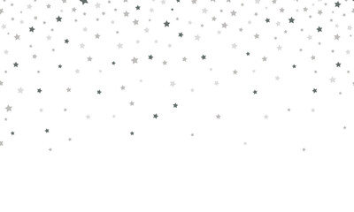 Falling stars background. Stars pattern. Light silver glitter confetti.