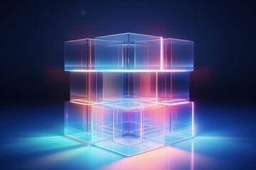 glowing futuristic transparent cube concept of innovation