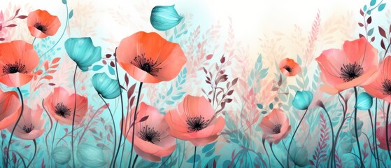 Obraz na płótnie Canvas modern flower design poppies in the field