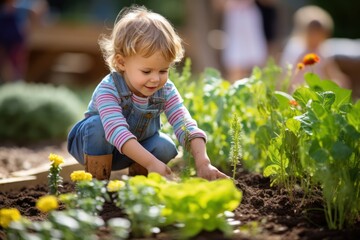 toddler growing vegetables