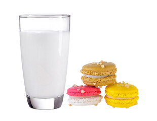milk and macaroons on transparent png