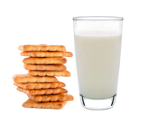 glass of milk and butter biscuits on transparent png