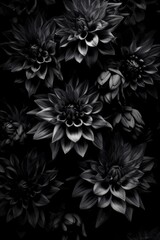 Full frame of black flowers background, created using generative ai technology