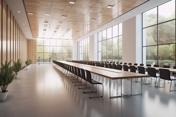 Interior design for a huge conference room. Generative AI