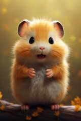 Close up of cute hamster on blurred background, created using generative ai technology
