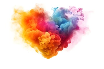 Pink, blue, orange, and purple smoke bombs, colorful, isolated on white background, created with Generative AI technology
